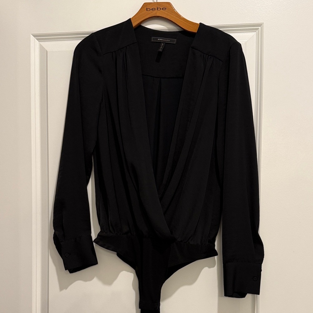 BCBGMaxAzria Black Long Sleeve Bodysuit
